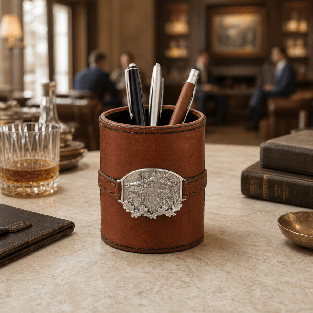 Leather Elk Office Pen Holder 5
