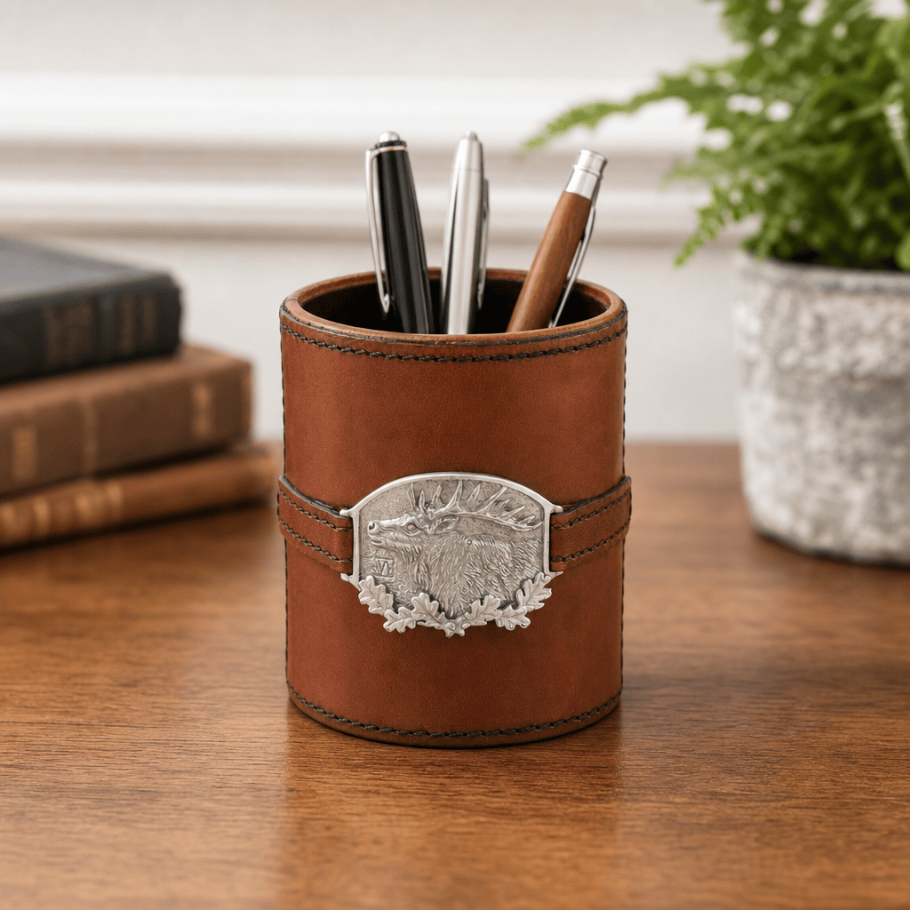 Leather Elk Office Pen Holder 7