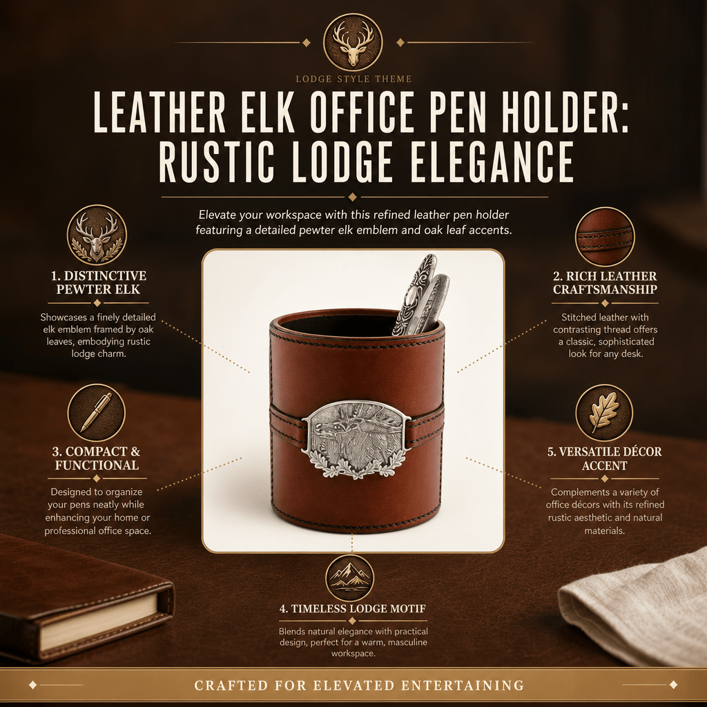 Leather Elk Office Pen Holder 8