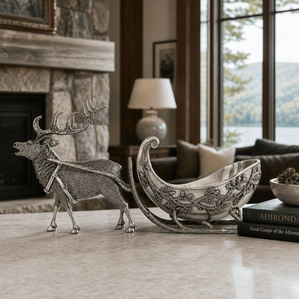 Pewter Reindeer Sleigh Centerpiece - Large 4