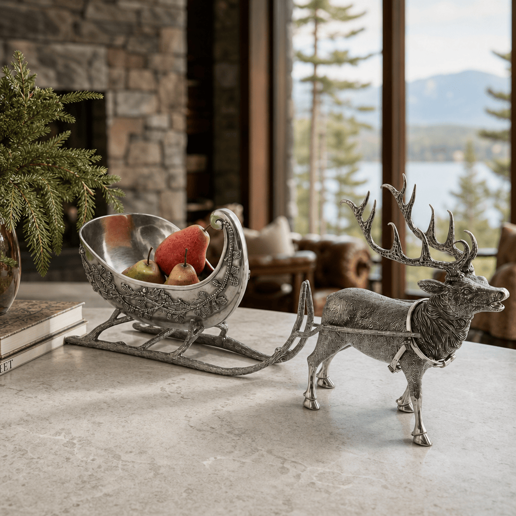 Pewter Reindeer Sleigh Centerpiece - Large 6