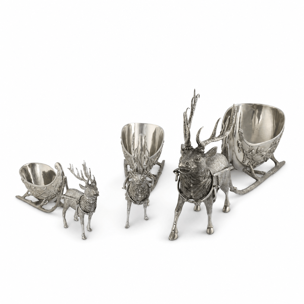 Pewter Reindeer Sleigh Centerpiece - Large 8
