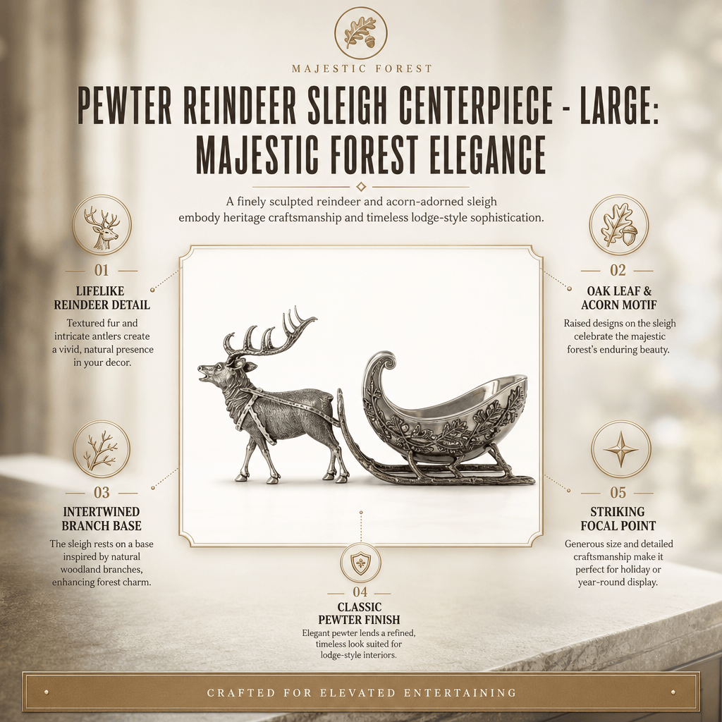 Pewter Reindeer Sleigh Centerpiece - Large 11