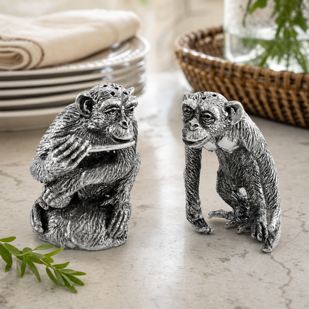Pewter Chimp Salt and Pepper 2