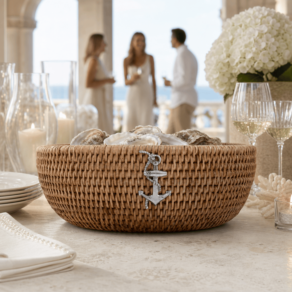 Anchor Hand Woven Wicker Natural Rattan Serving Bowl 6