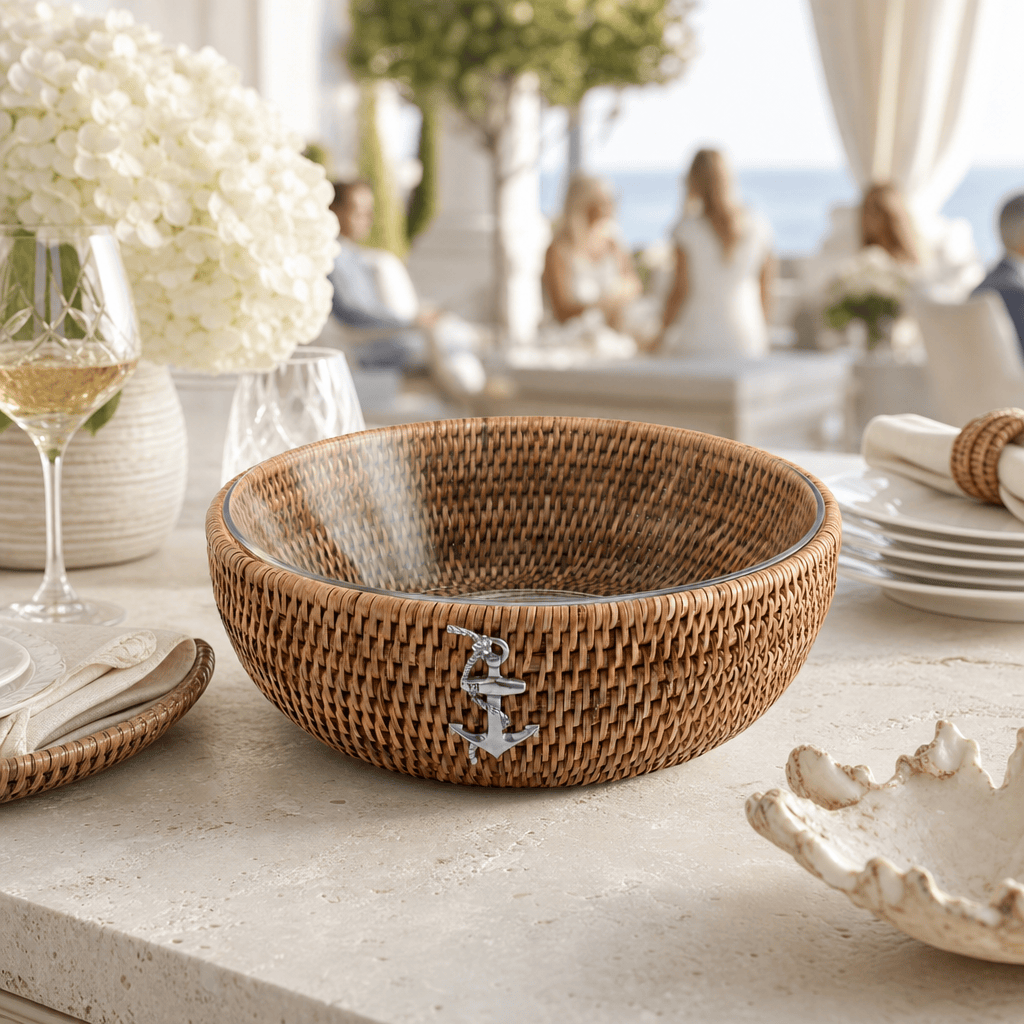 Anchor Hand Woven Wicker Natural Rattan Serving Bowl 7