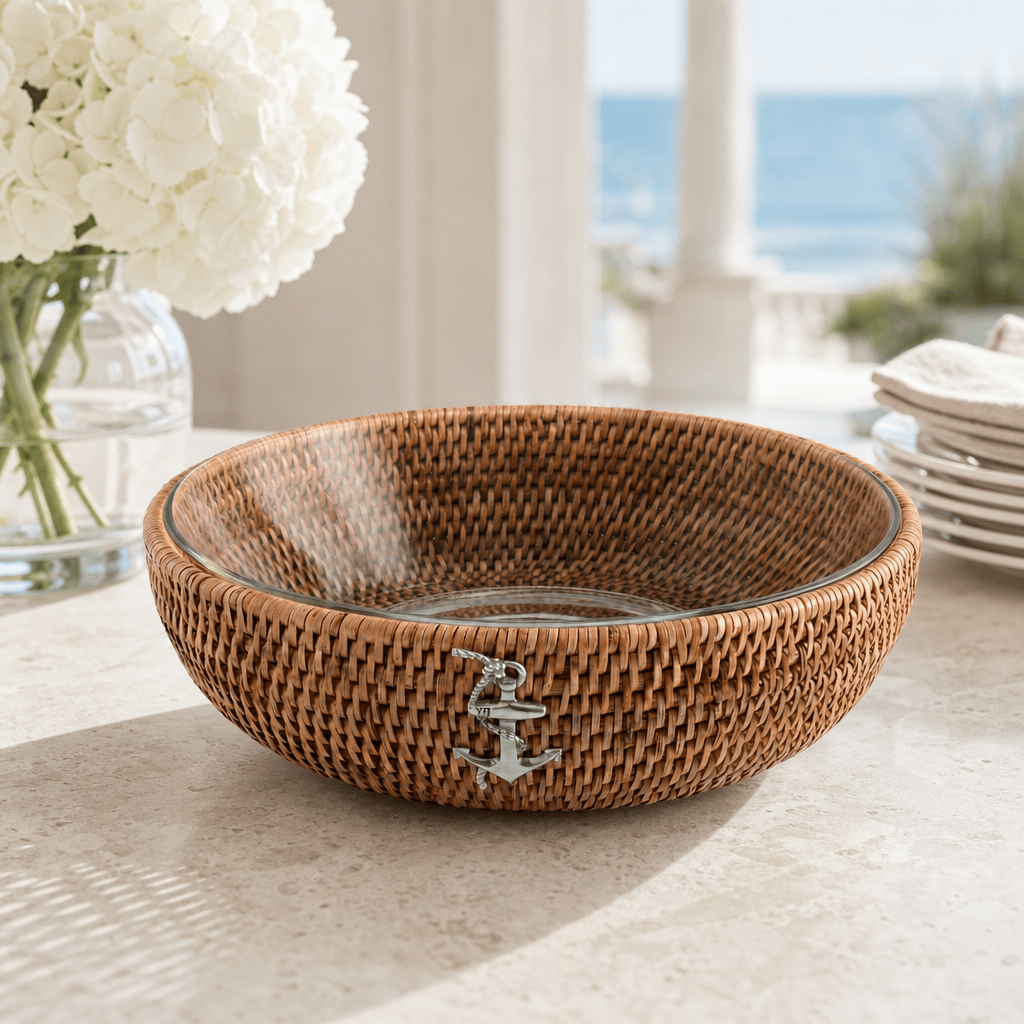 Anchor Hand Woven Wicker Natural Rattan Serving Bowl 3