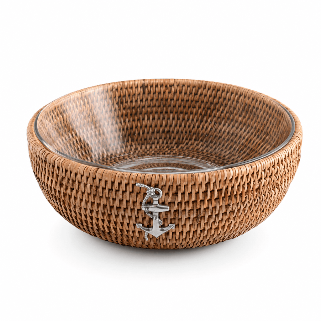 Anchor Hand Woven Wicker Natural Rattan Serving Bowl 10