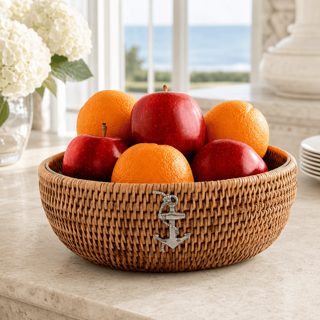 Anchor Hand Woven Wicker Natural Rattan Serving Bowl 4