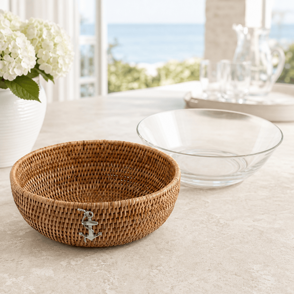 Anchor Hand Woven Wicker Natural Rattan Serving Bowl 5