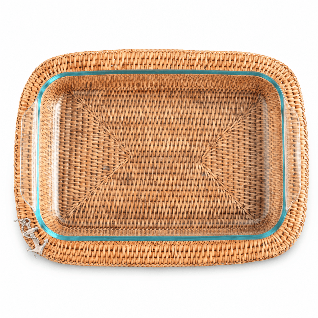 Anchor Hand Woven Wicker Rattan 3qt Rectangular Casserole Holder 10