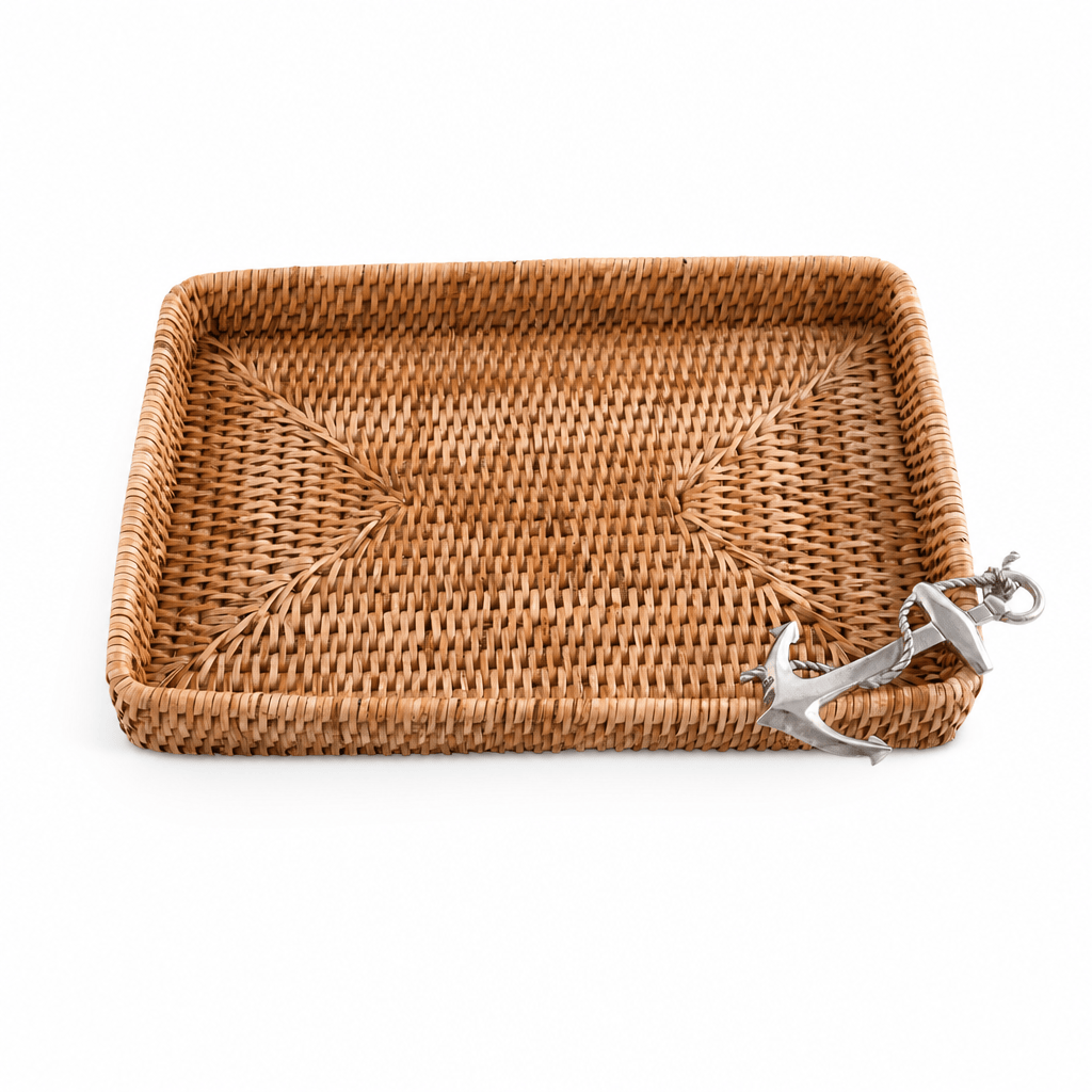 Anchor Catchall Tray Hand Woven Wicker Rattan 10