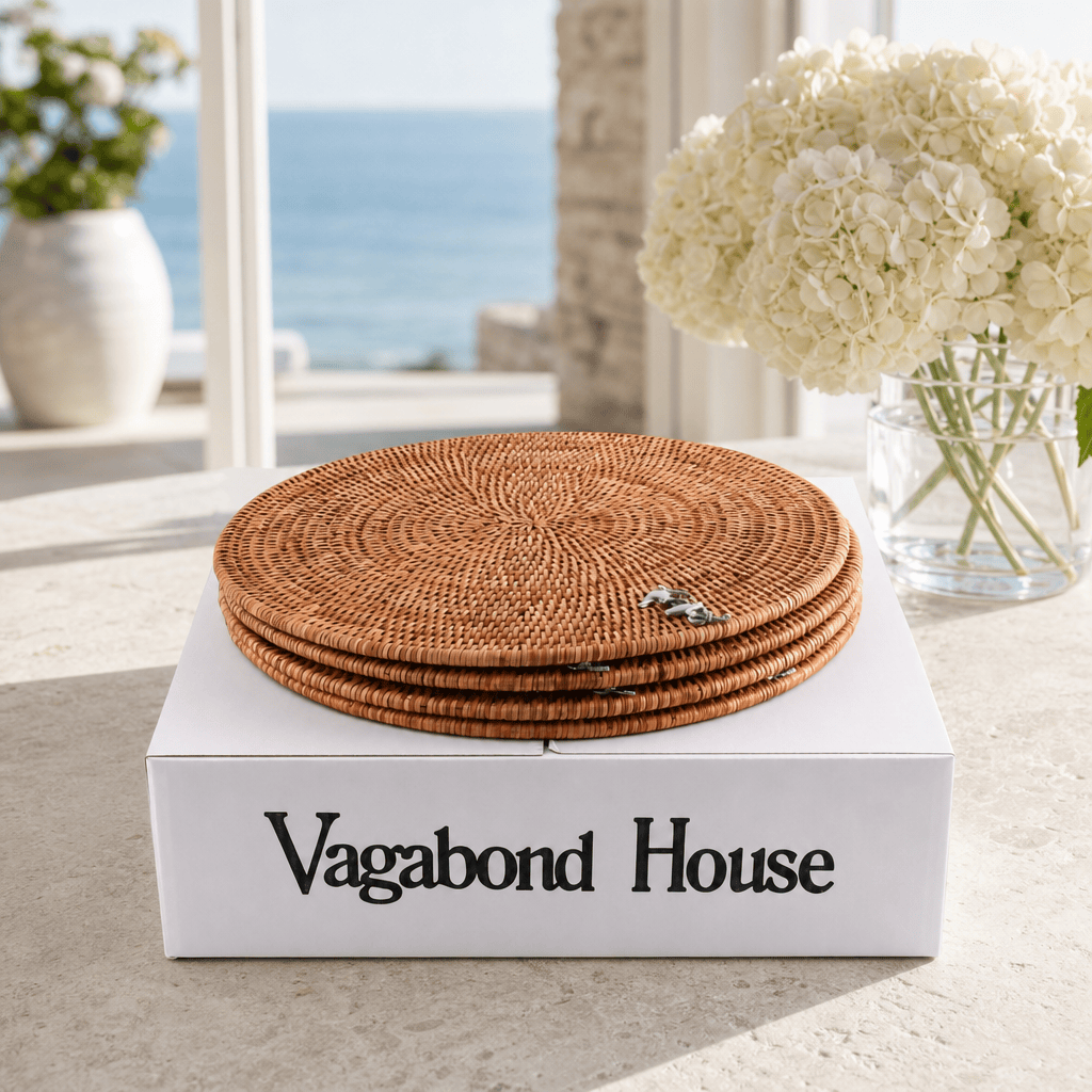 Anchor Placemat Hand Woven Wicker Rattan Round - Set of 4 4