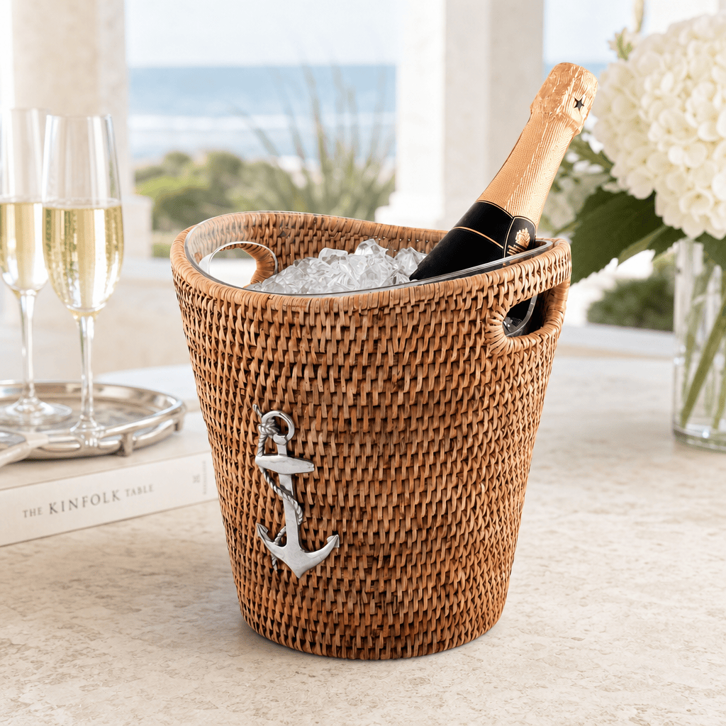 Anchor Hand Woven Wicker Rattan Champagne / Ice Bucket 2