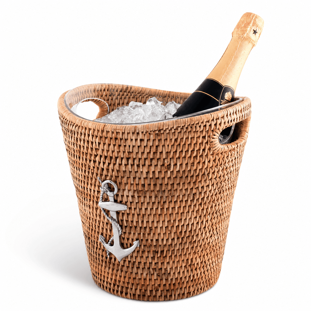 Anchor Hand Woven Wicker Rattan Champagne / Ice Bucket 1