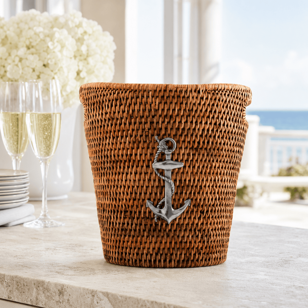 Anchor Hand Woven Wicker Rattan Champagne / Ice Bucket 3