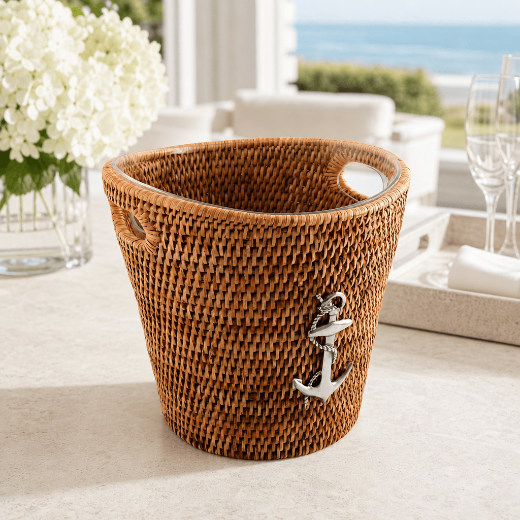 Anchor Hand Woven Wicker Rattan Champagne / Ice Bucket 4