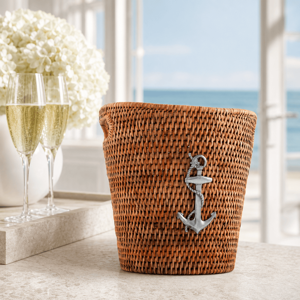 Anchor Hand Woven Wicker Rattan Champagne / Ice Bucket 5