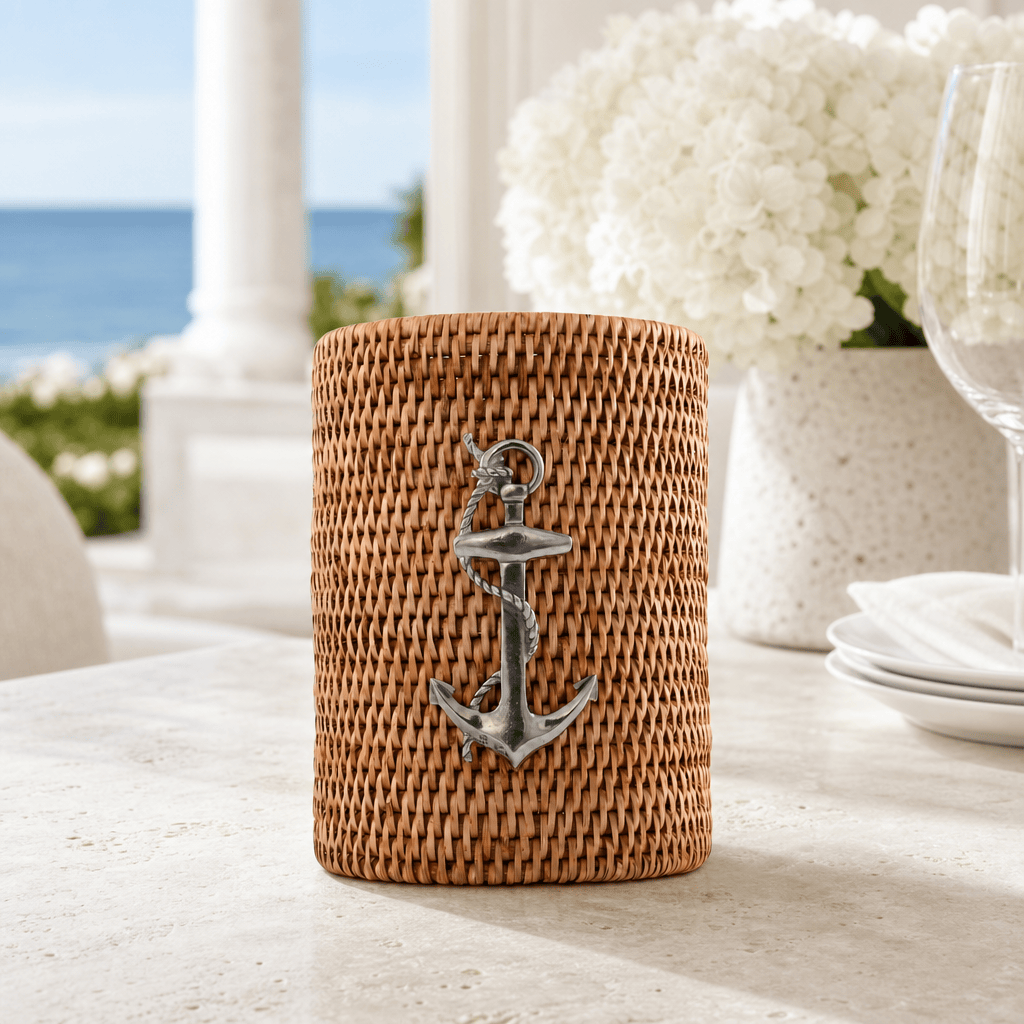 Anchor Hand Woven Wicker Rattan Utensils Holder 2