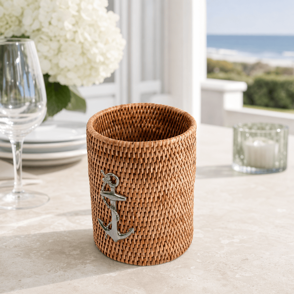 Anchor Hand Woven Wicker Rattan Utensils Holder 4