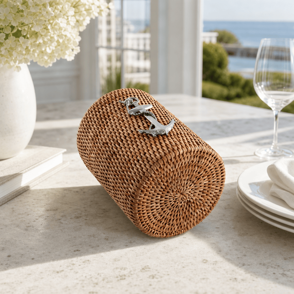 Anchor Hand Woven Wicker Rattan Utensils Holder 5