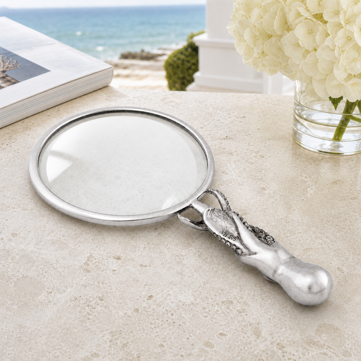 Pewter Octopus Handle Magnifier 4 inches