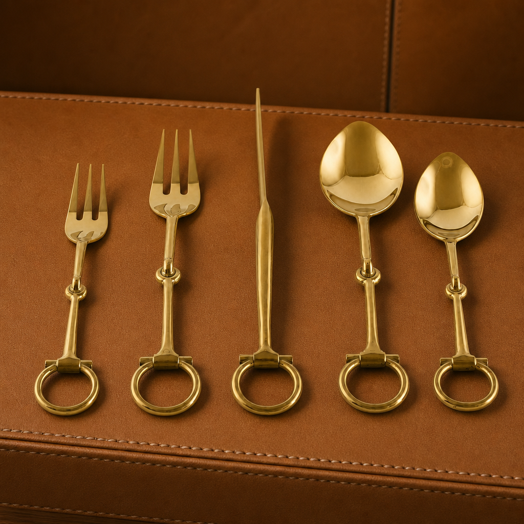 Bit Five piece Flatware Set - Stainless Steel Shiny Gold 2
