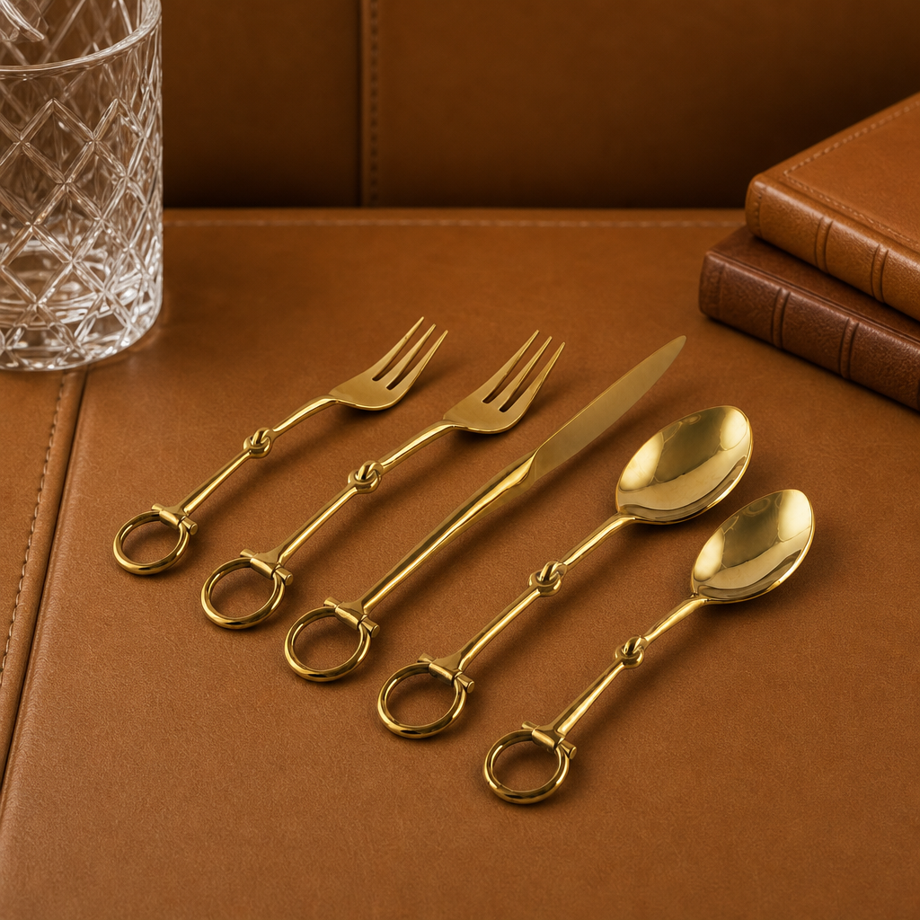 Bit Five piece Flatware Set - Stainless Steel Shiny Gold 3