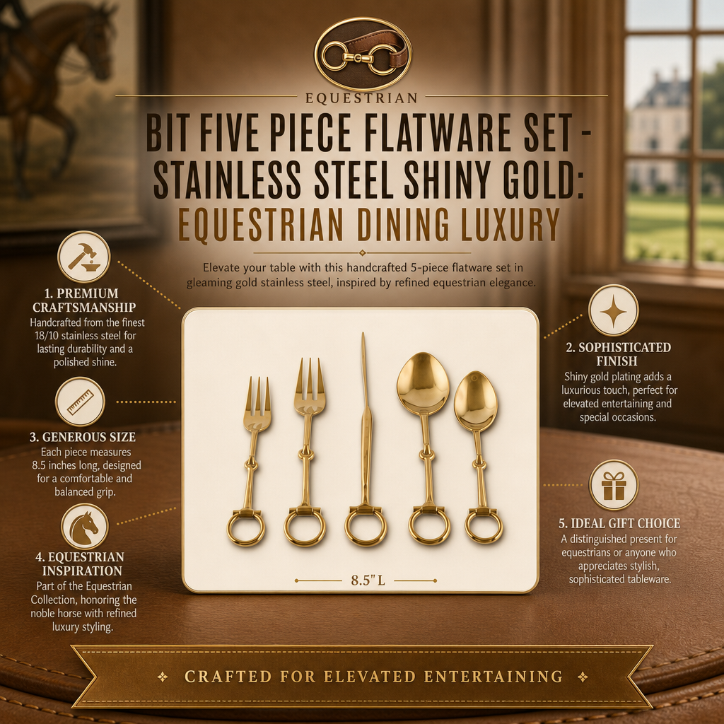 Bit Five piece Flatware Set - Stainless Steel Shiny Gold 8