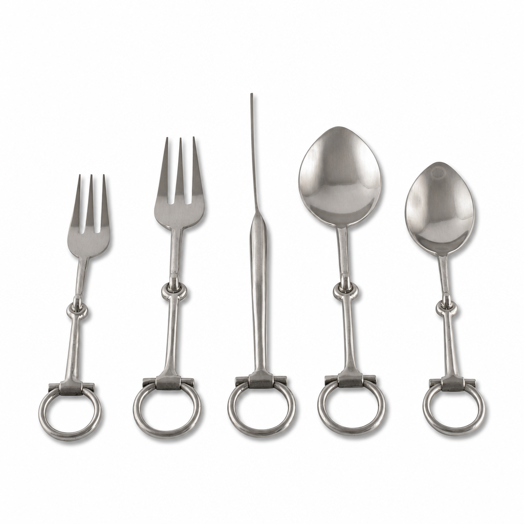 Bit Five piece Flatware Set - Stainless Steel Matt Silver 1