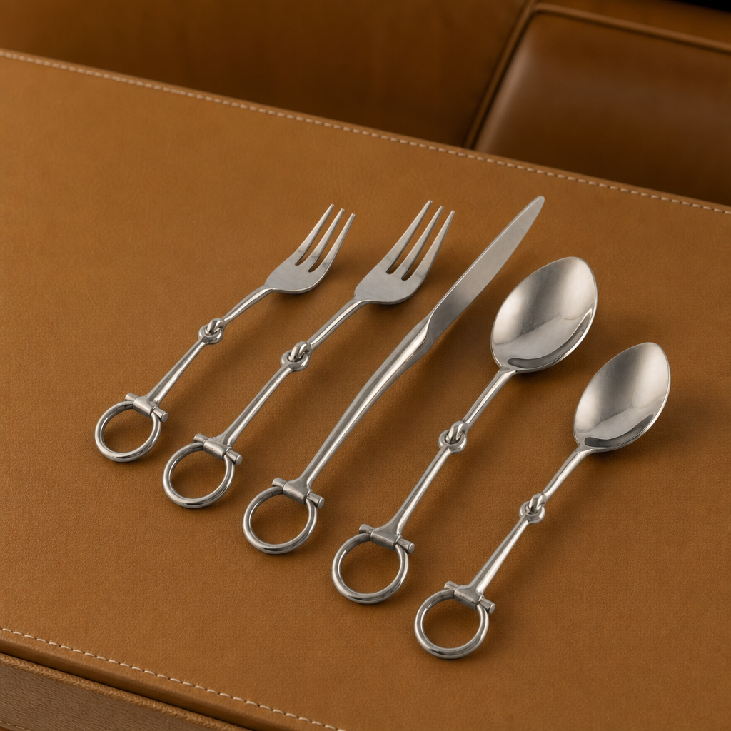 Bit Five piece Flatware Set - Stainless Steel Matt Silver 3