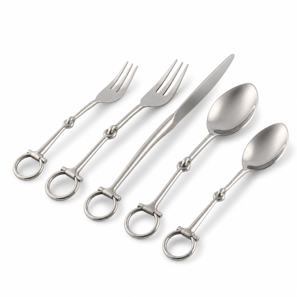 Bit Five piece Flatware Set - Stainless Steel Matt Silver 10