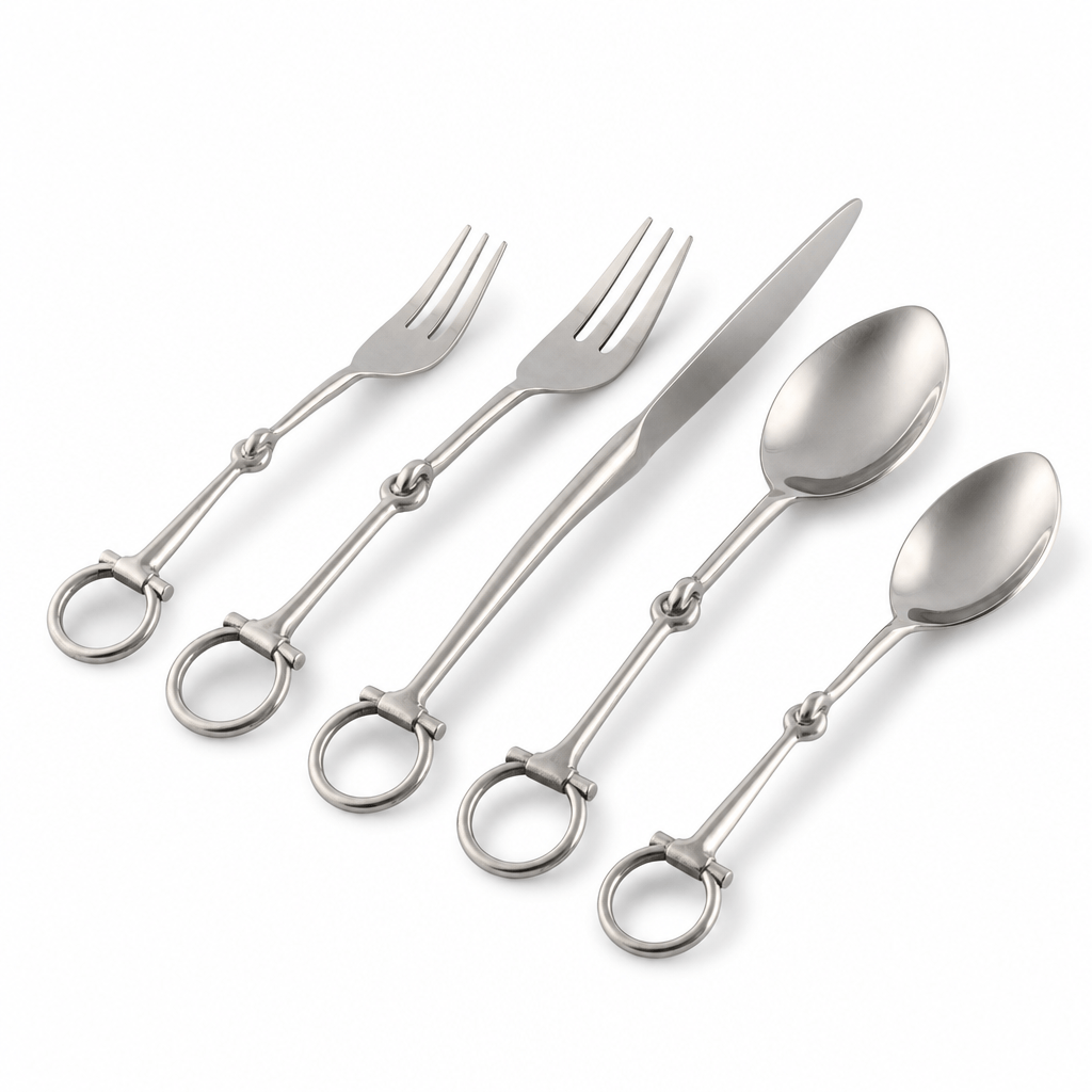 Bit Five piece Flatware Set - Stainless Steel Matt Silver 10