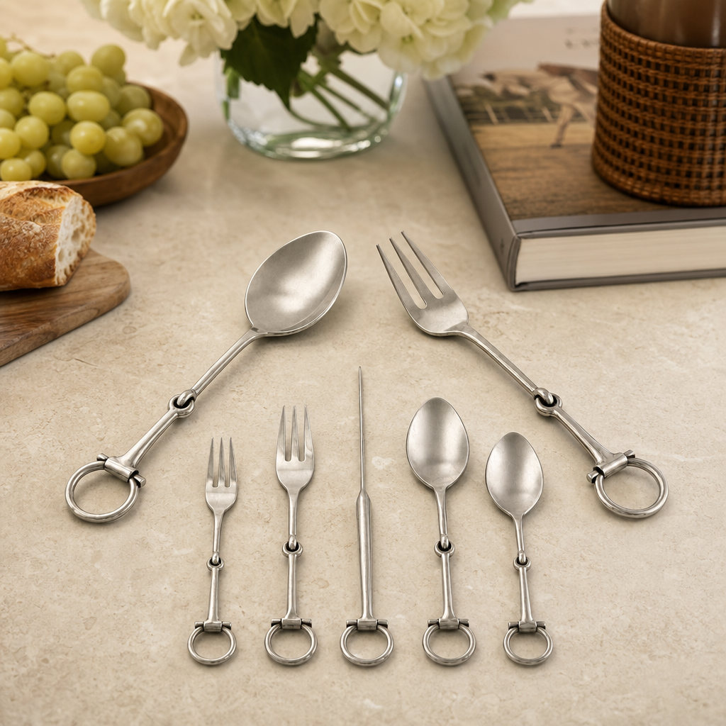 Bit Five piece Flatware Set - Stainless Steel Matt Silver 9