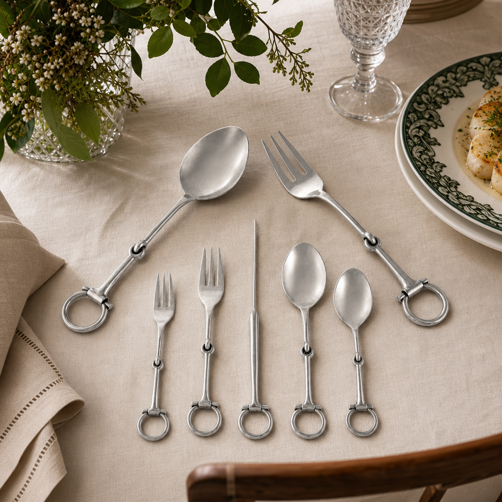Bit Five piece Flatware Set - Stainless Steel Matt Silver 7