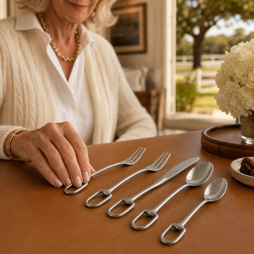 Stirrup Five piece Flatware Set - Stainless Steel Matt Silver 5
