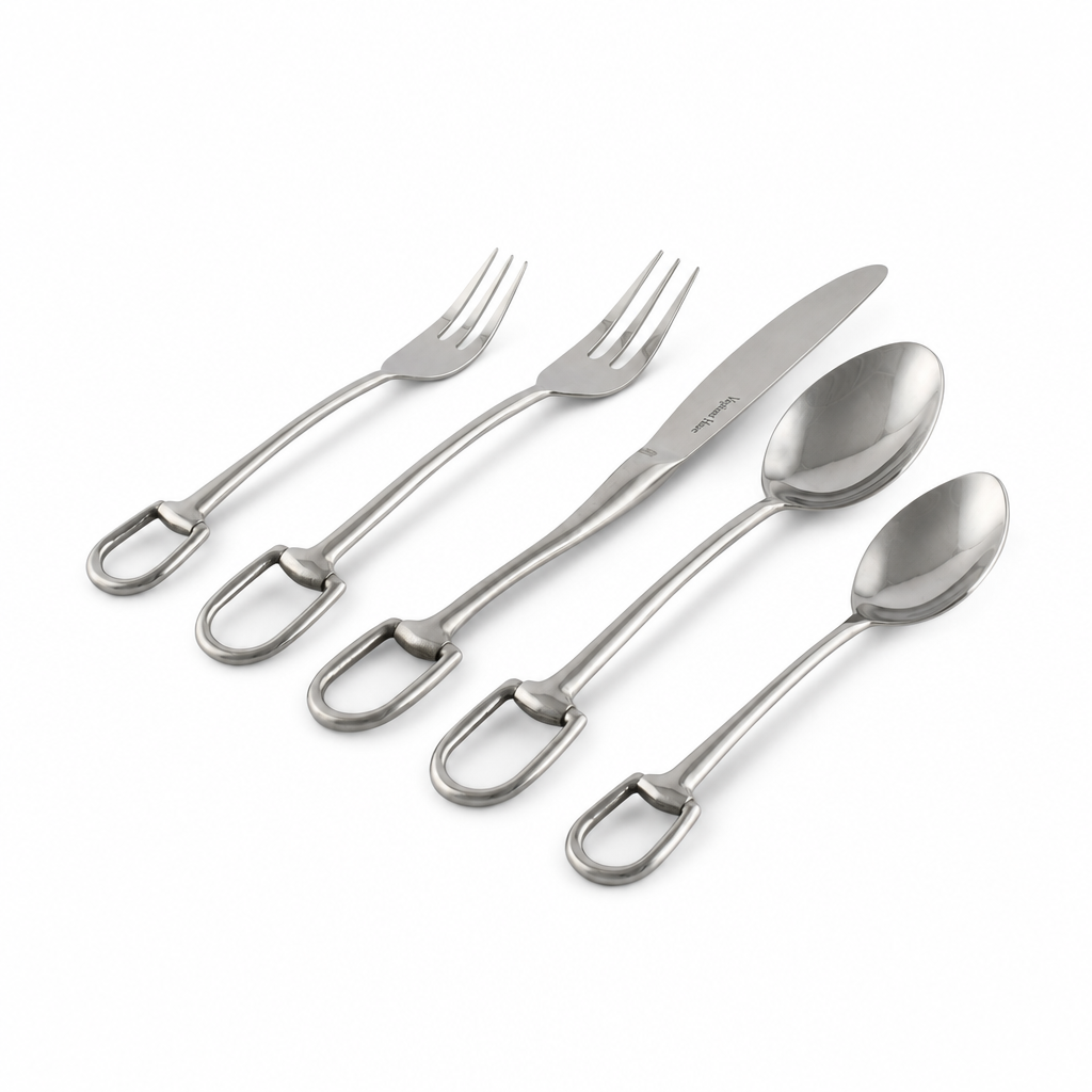 Stirrup Five piece Flatware Set - Stainless Steel Matt Silver 1
