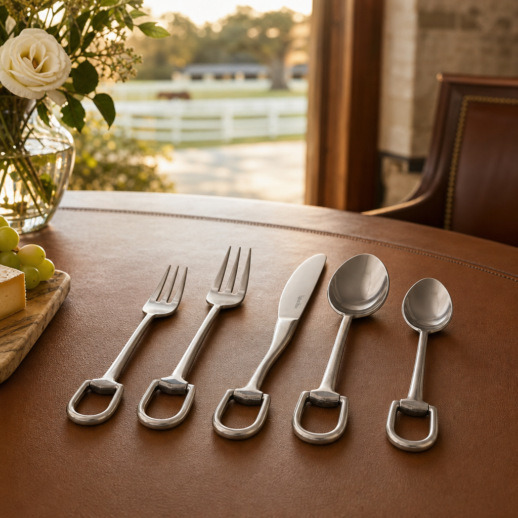 Stirrup Five piece Flatware Set - Stainless Steel Matt Silver 6