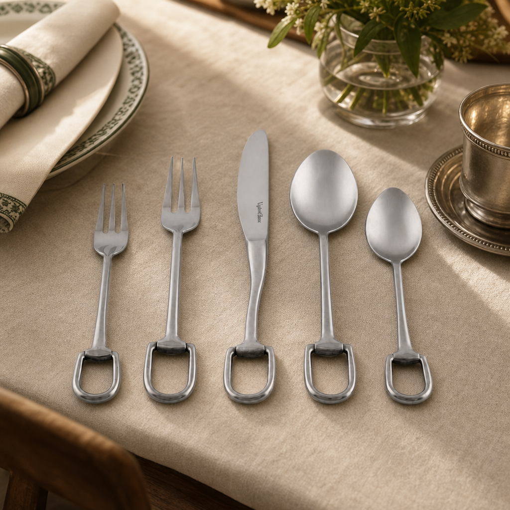 Stirrup Five piece Flatware Set - Stainless Steel Matt Silver 5