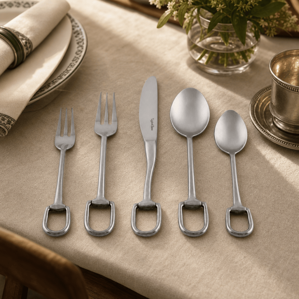 Stirrup Five piece Flatware Set - Stainless Steel Matt Silver 5