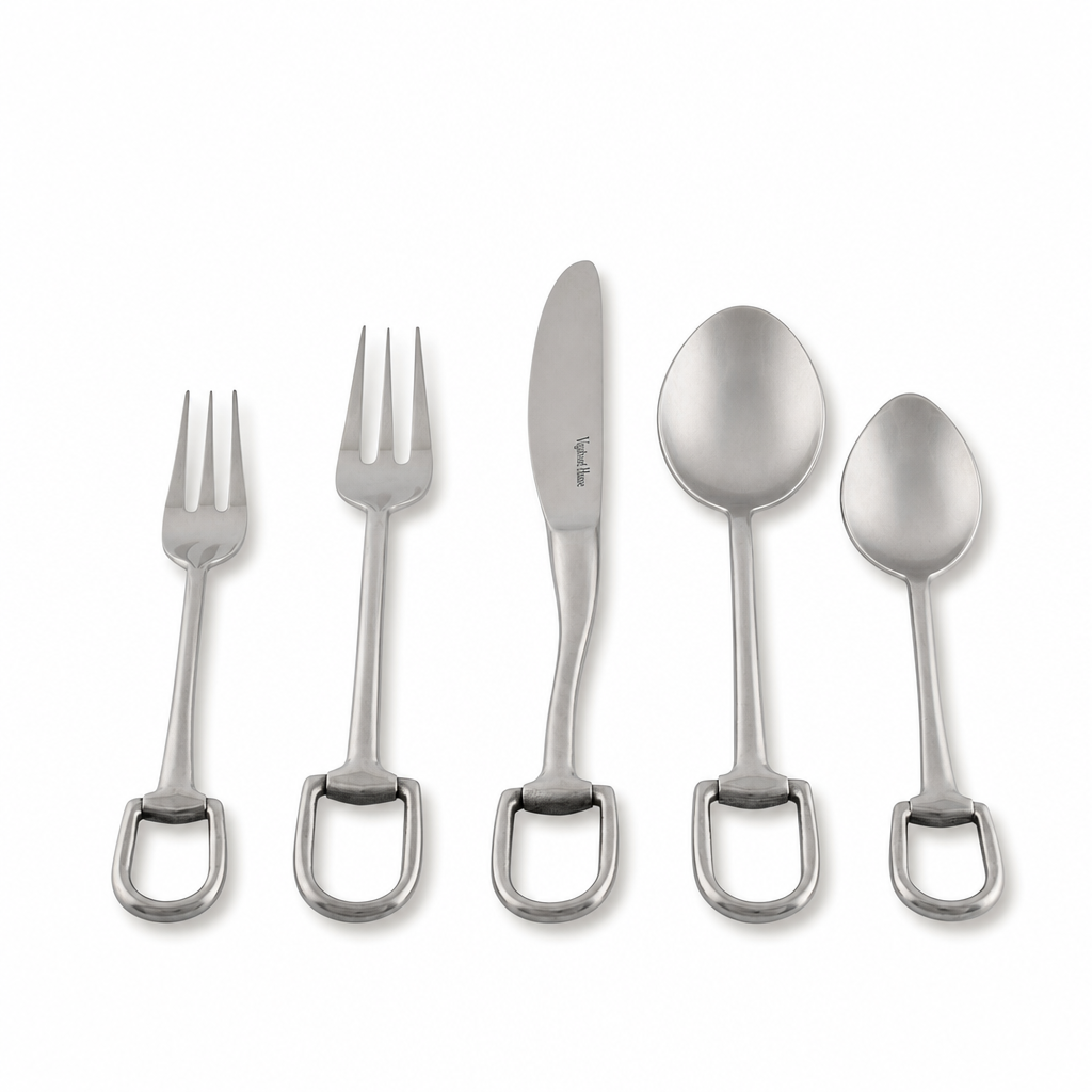 Stirrup Five piece Flatware Set - Stainless Steel Matt Silver 7