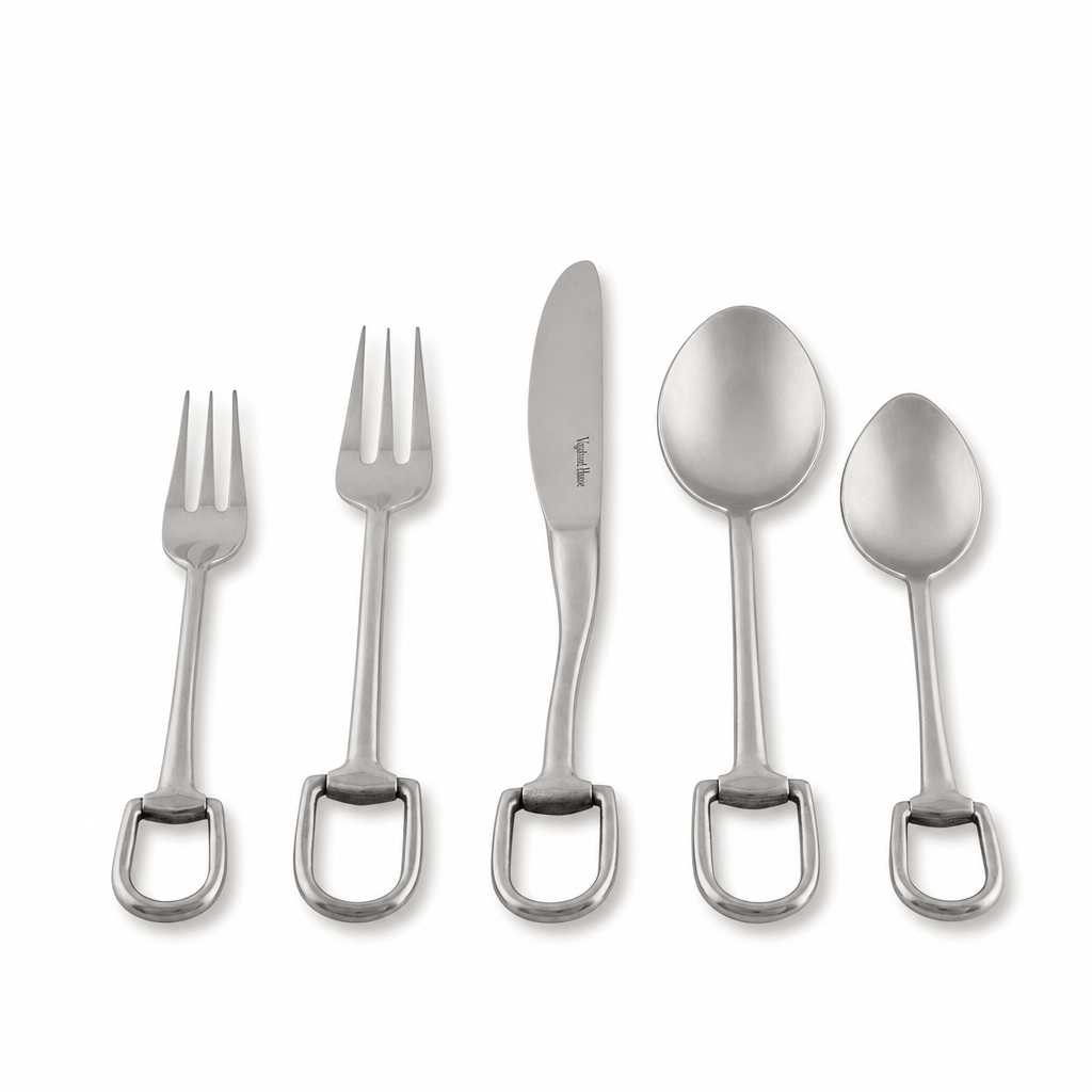 Stirrup Five piece Flatware Set - Stainless Steel Matt Silver 7