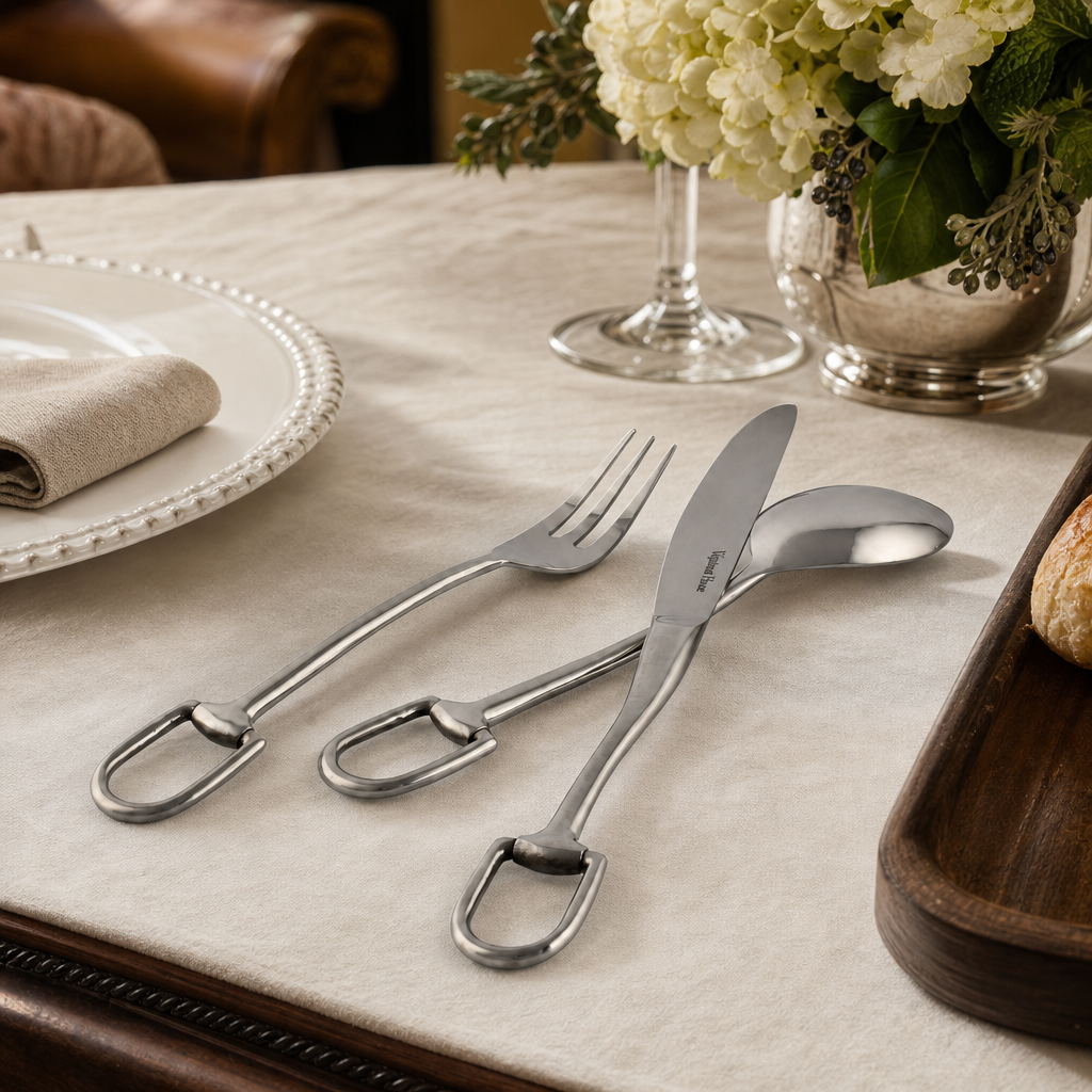 Stirrup Five piece Flatware Set - Stainless Steel Matt Silver 6
