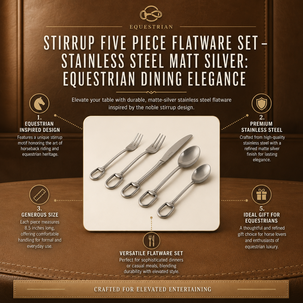 Stirrup Five piece Flatware Set - Stainless Steel Matt Silver 8