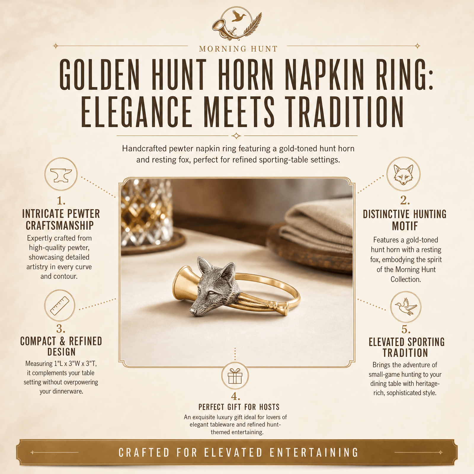 Golden Hunt Horn Napkin Ring 11