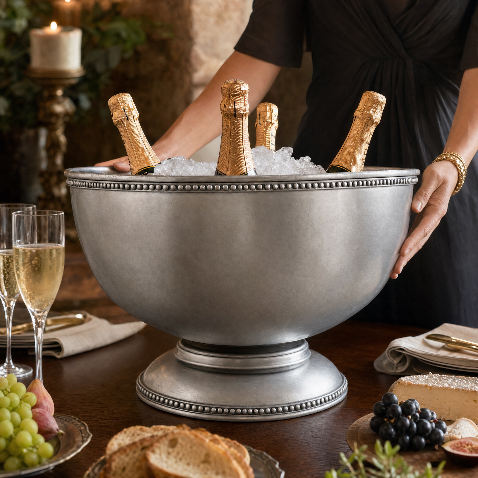 Pewter Medici Bead Ice Tub/Punch Bowl 5