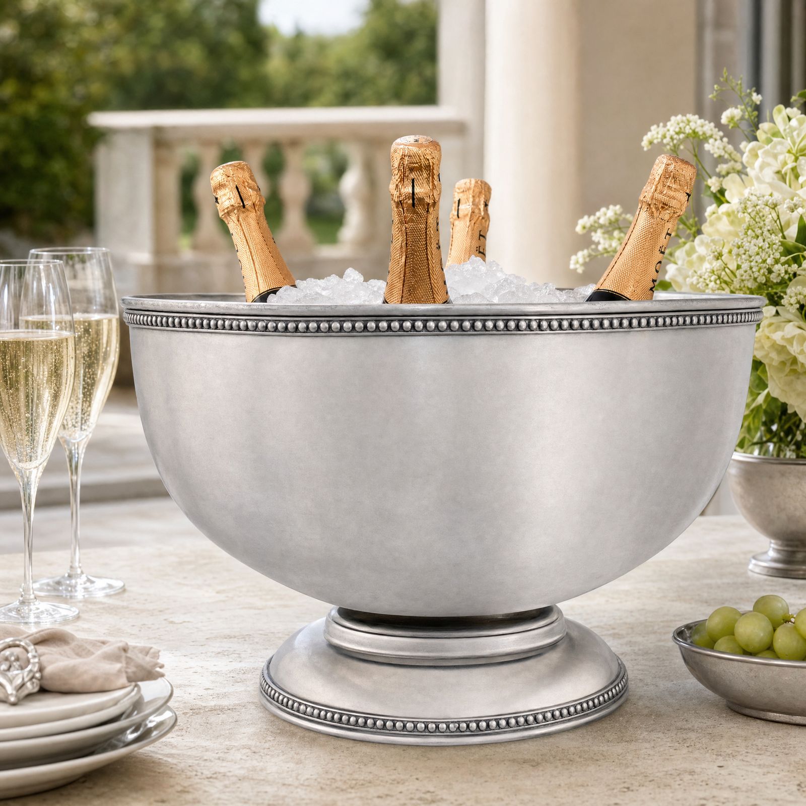Pewter Medici Bead Ice Tub/Punch Bowl 2