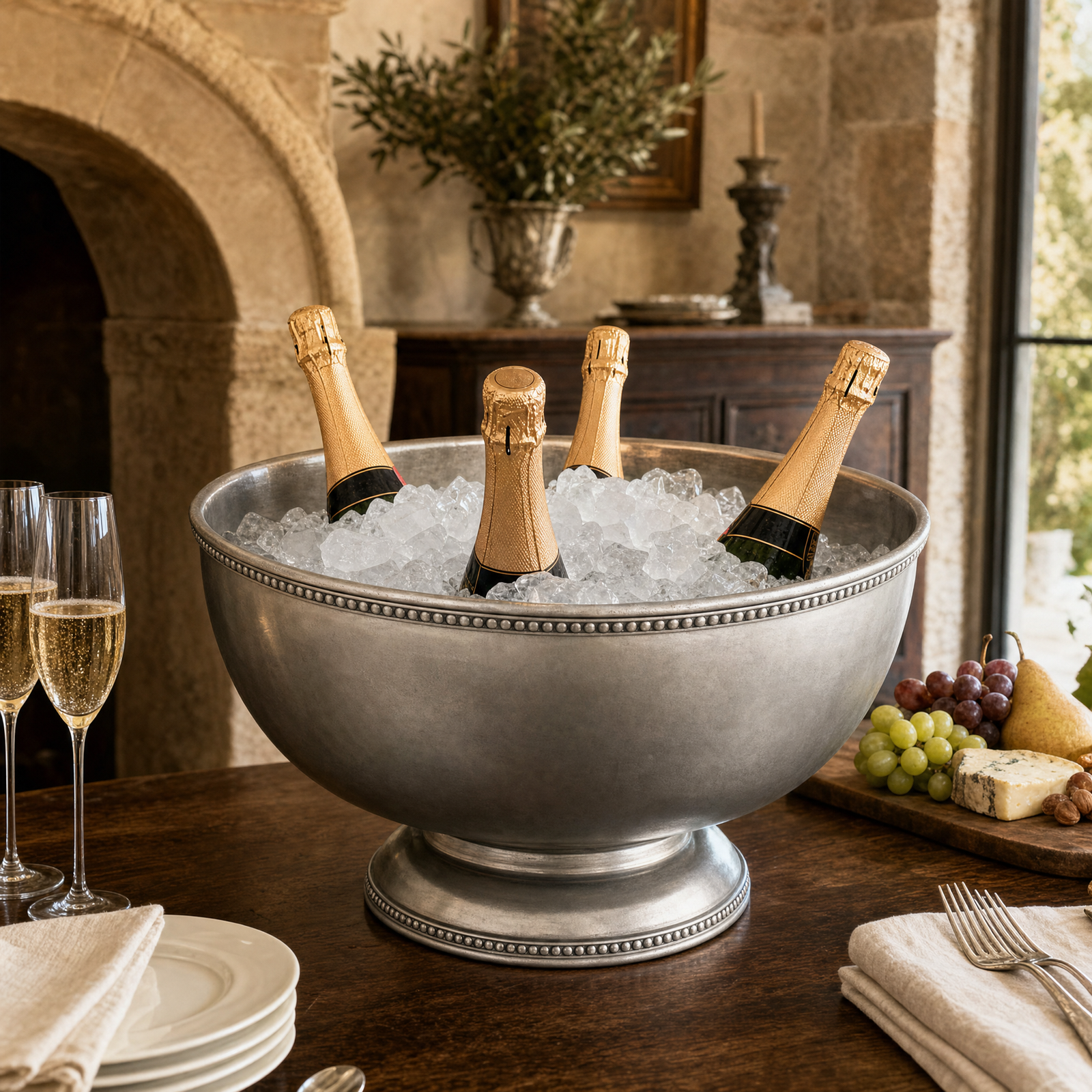 Pewter Medici Bead Ice Tub/Punch Bowl 6