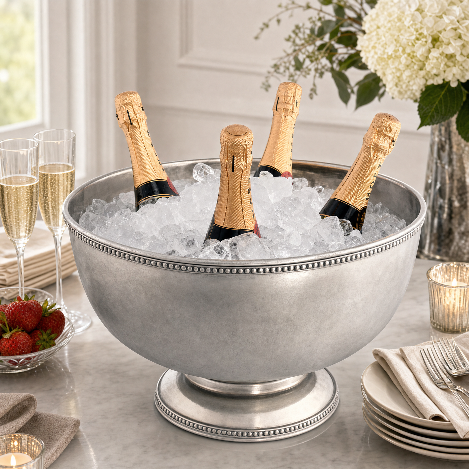 Pewter Medici Bead Ice Tub/Punch Bowl 3