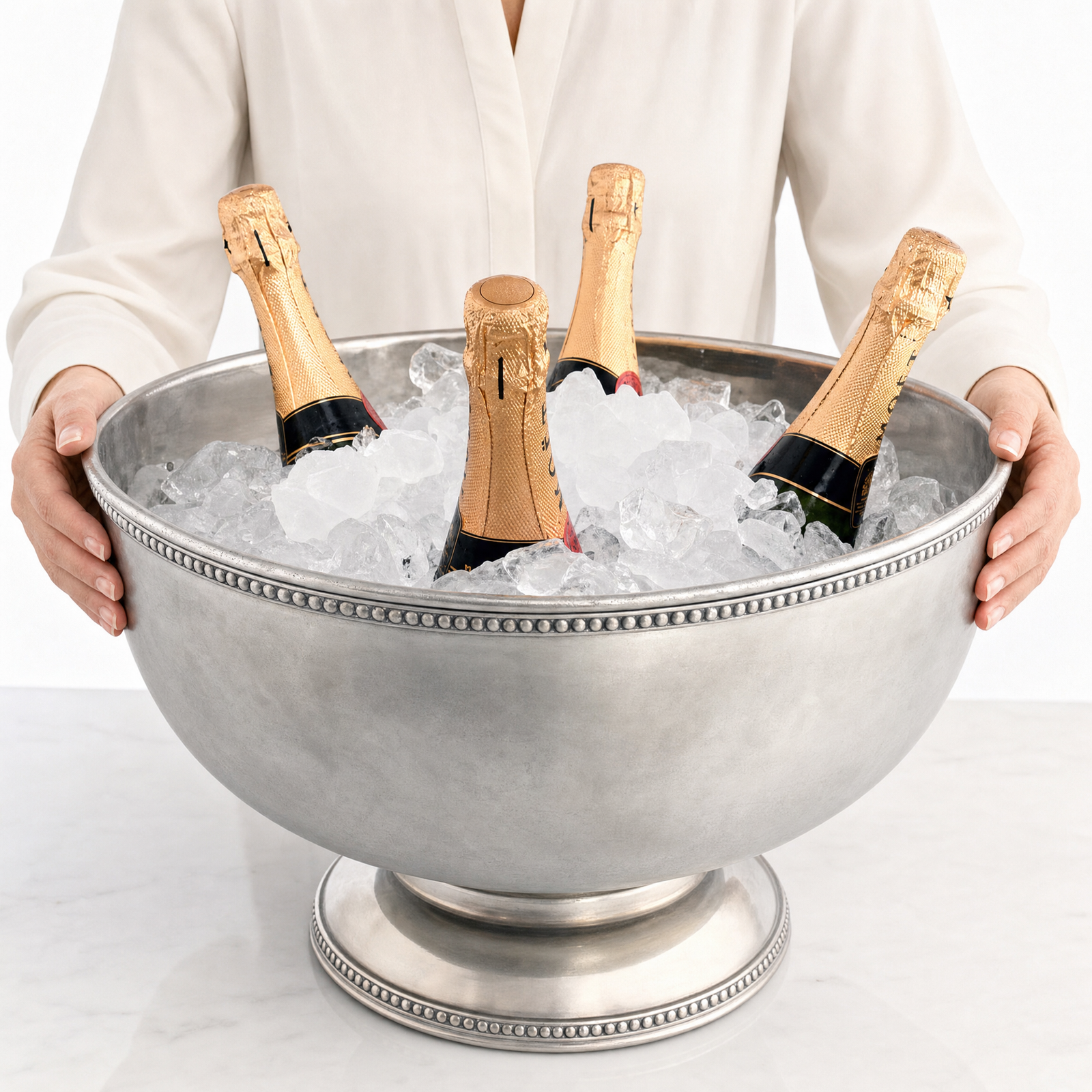 Pewter Medici Bead Ice Tub/Punch Bowl 8